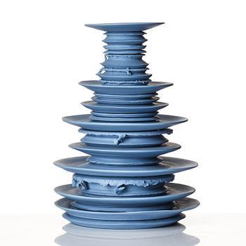 Gustaf Nordenskiöld, a unique porcelain object/ candlestick 'R.p.m - a rotation in stillness' (blue no 1), circa 2009.