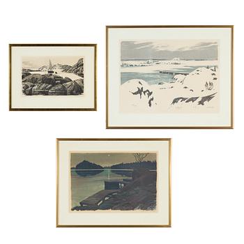 Roland Svensson, 3 lithographs, signed and two numbered.