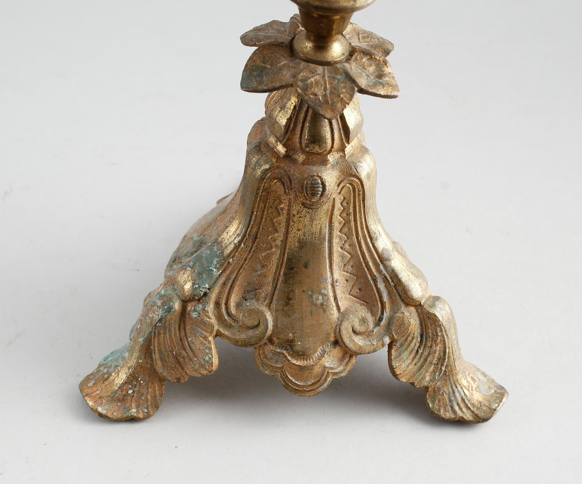 KANDELABRAR, 1 par, mässing, Louis XIV-stil, 1800-tal.