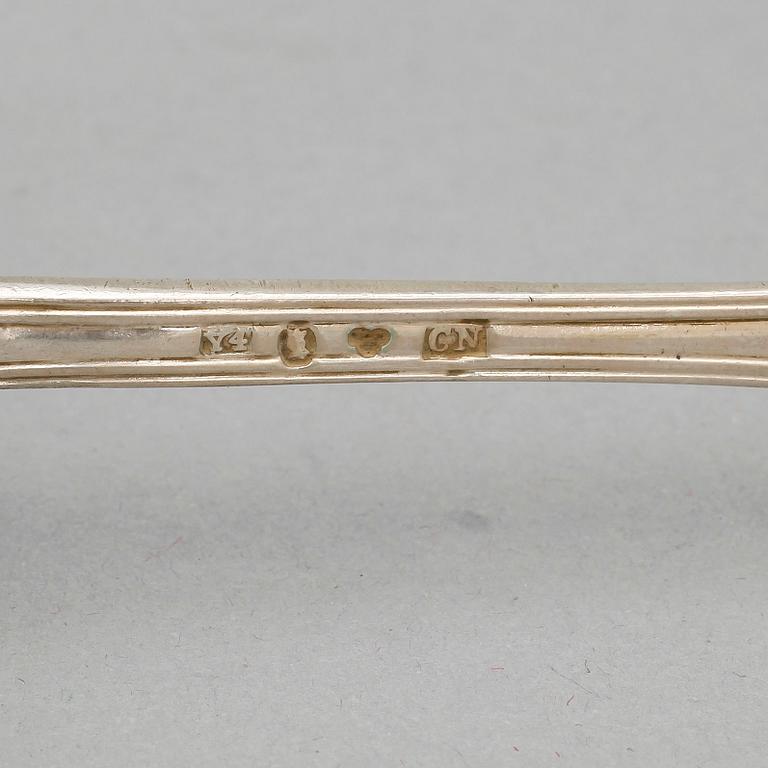 PARTI SILVER, 15 delar. Bl a Carl Nyström, Stockholm 1853, Tot ca 350 g.