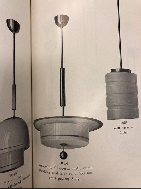 Harald Notini, a ceiling lamp model "10451", Arvid Böhlmarks Lampfabrik, Stockholm, 1930s.
