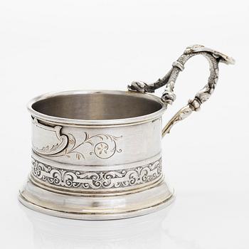 A late 19th-century silver tea glass holder, maker's mark of Hjalmar Fagerroos, Helsinki 1884.