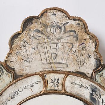 A Northern European late baroque mirror, mid 18th century.