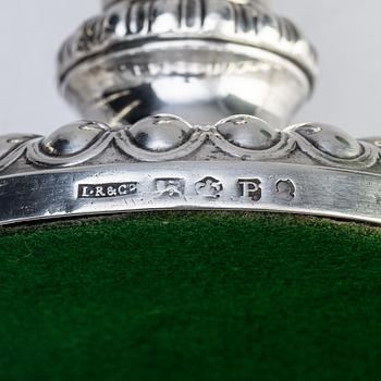 Four English silver candlesticks, marks of John Roberts & Co, Sheffield 1808.