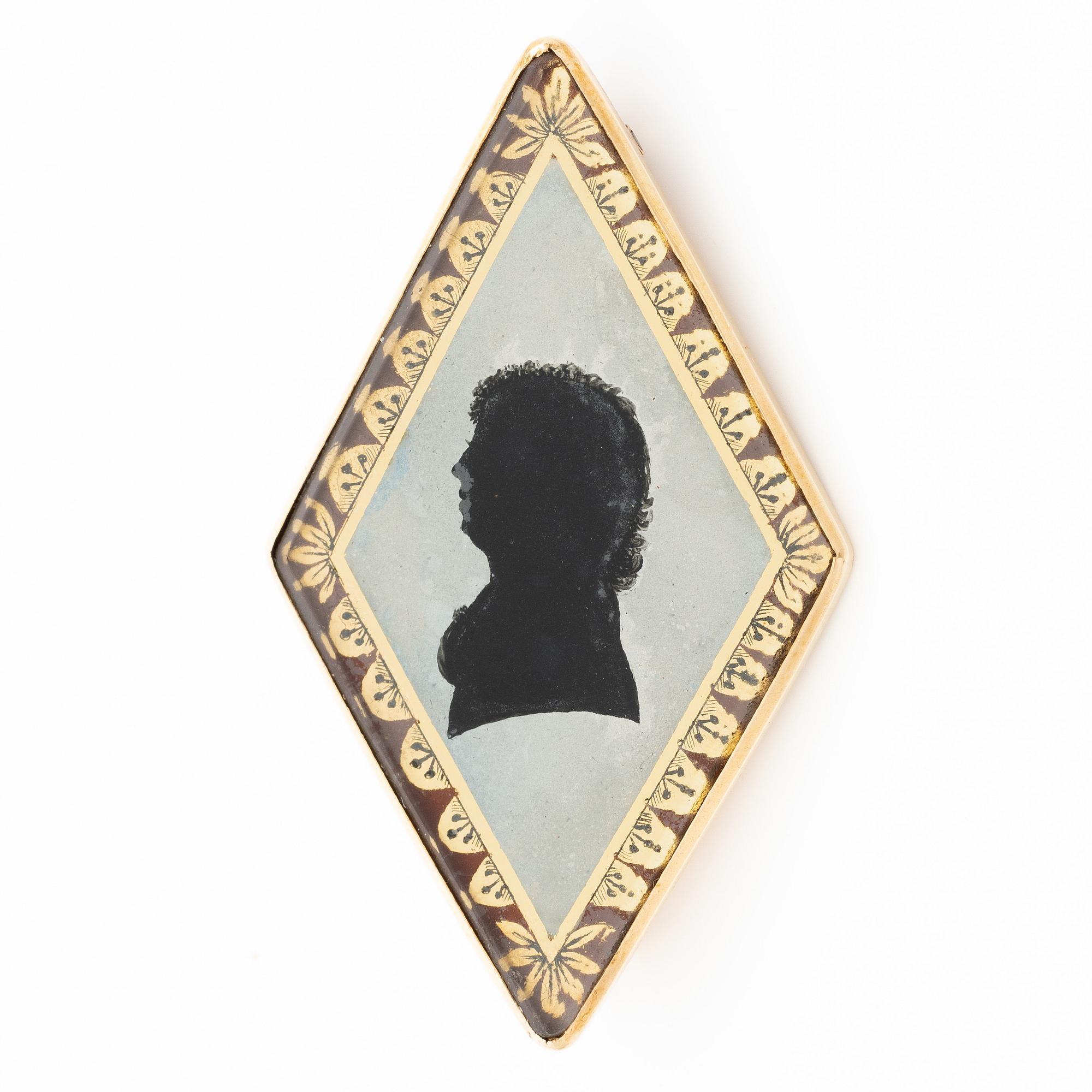 Brooch 18K gold with silhouette portrait, late Gustavian.