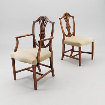 A set of 4+2 English 20th century chairs in  Hepplewhite style.