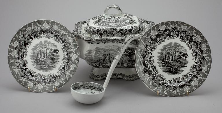 SERVIS, ca 85 delar, flintgods, Vignette, F. Primavesi & Sons, Cardiff & Swansea, England 1800-tal.