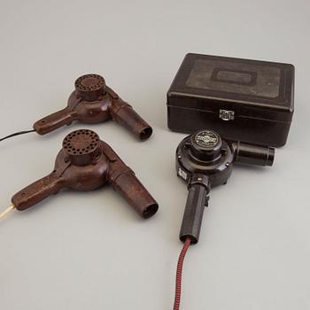 a set of three bakelite hair dryers, 1930's.