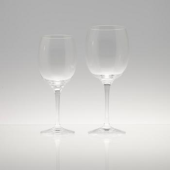 VINGLAS, 14 + 6 delar, klart glas, "Kolibri" Timo Sarpaneva, Iittala. 1980-tal.