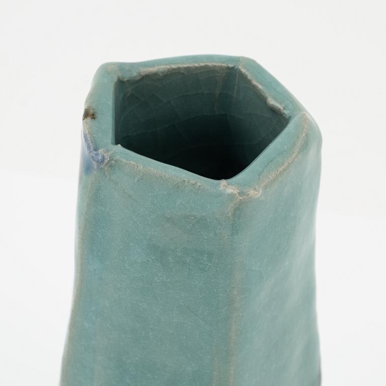 A glazed ceracic vase, probably Japan, 20th century. Signed.