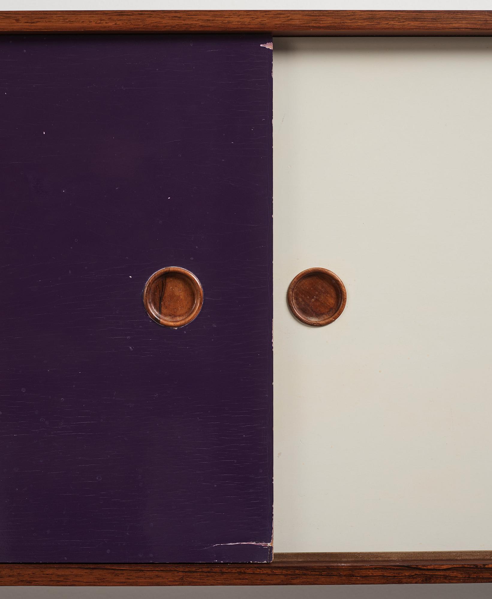 Finn Juhl, a rare wall mounted palisander sideboard, Bovirke, Denmark 1950s.