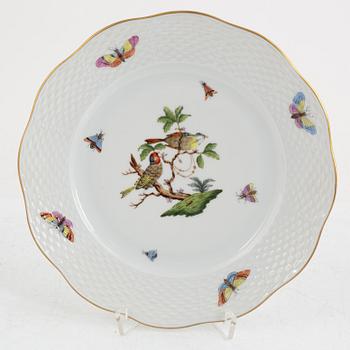 Side plates, 12 pcs, porcelain, "Rothschild Birds", Herend, Hungary.