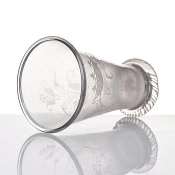 A glass goblet, Skånska glasbruket, Sweden, 18th Century.