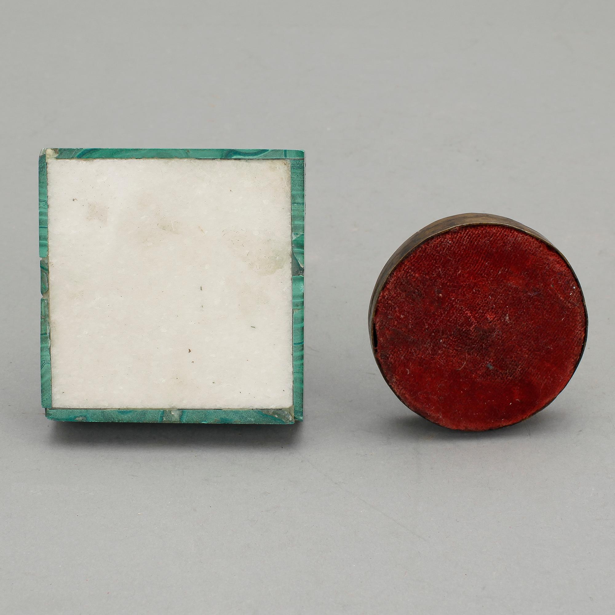 FIGURINER, 2 st, brons, malakit, Ryssland 1800/1900-tal.