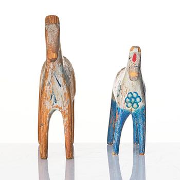 Two Swedish "Dala horses", first half of the 20th century.