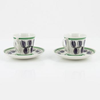Kaffekoppar med fat, 2st, porslin, "Delila", Upsala Ekeby Gefle.