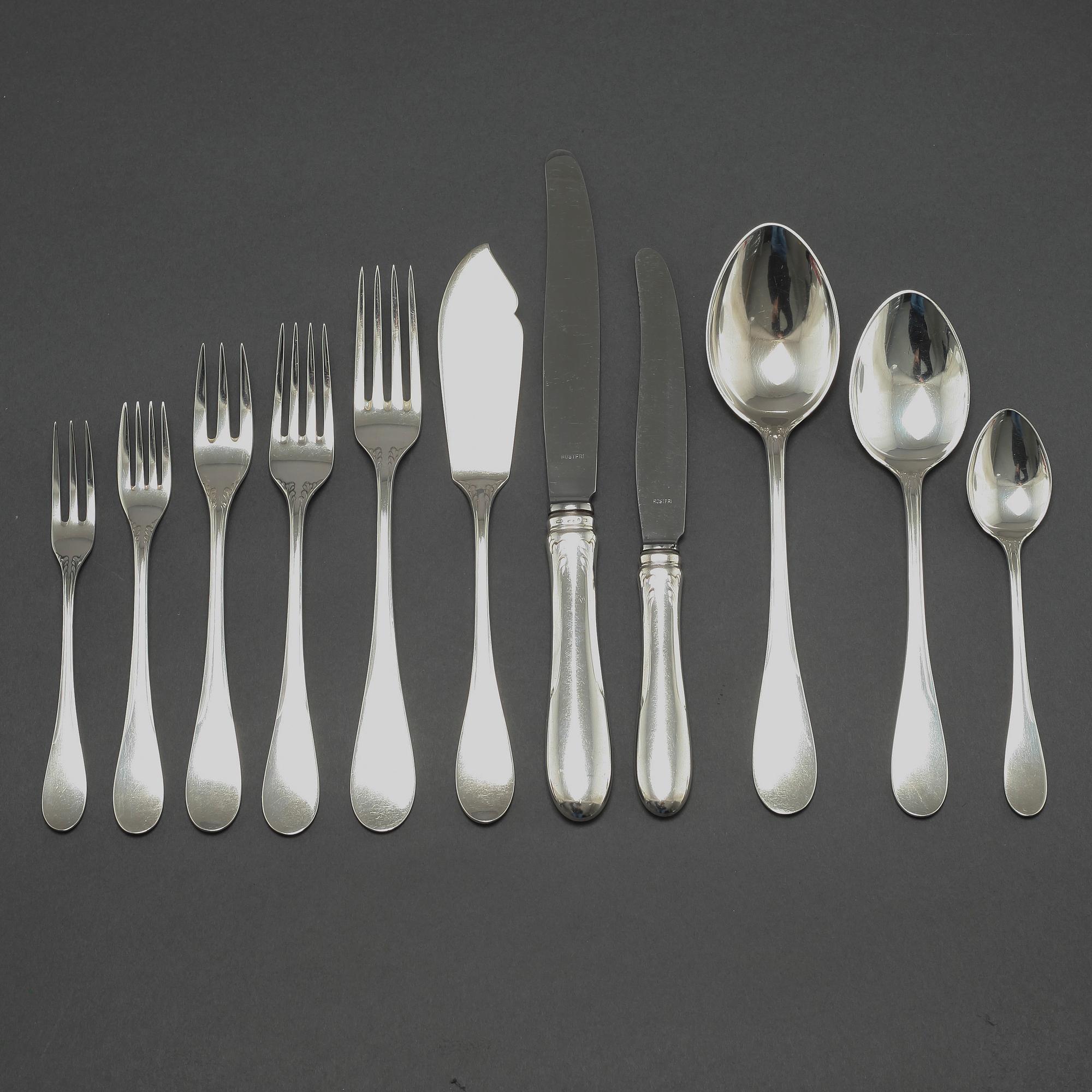 A silver tableware set of 134 pcs, by W.A Bolin, mainly around mid 20th century.