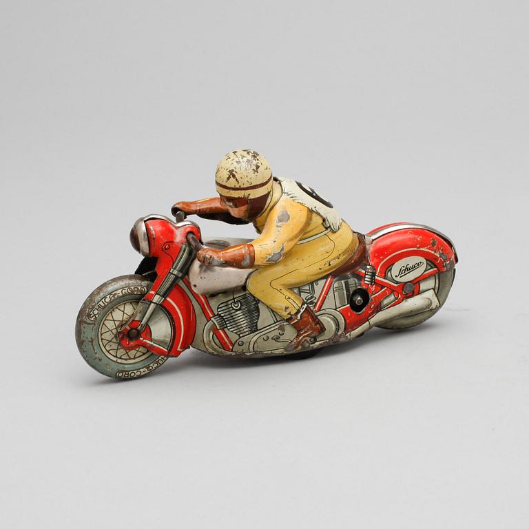 MOTORCYKEL, plåt, "Charly 1005", Schuco, Tyskland, omkring 1950.