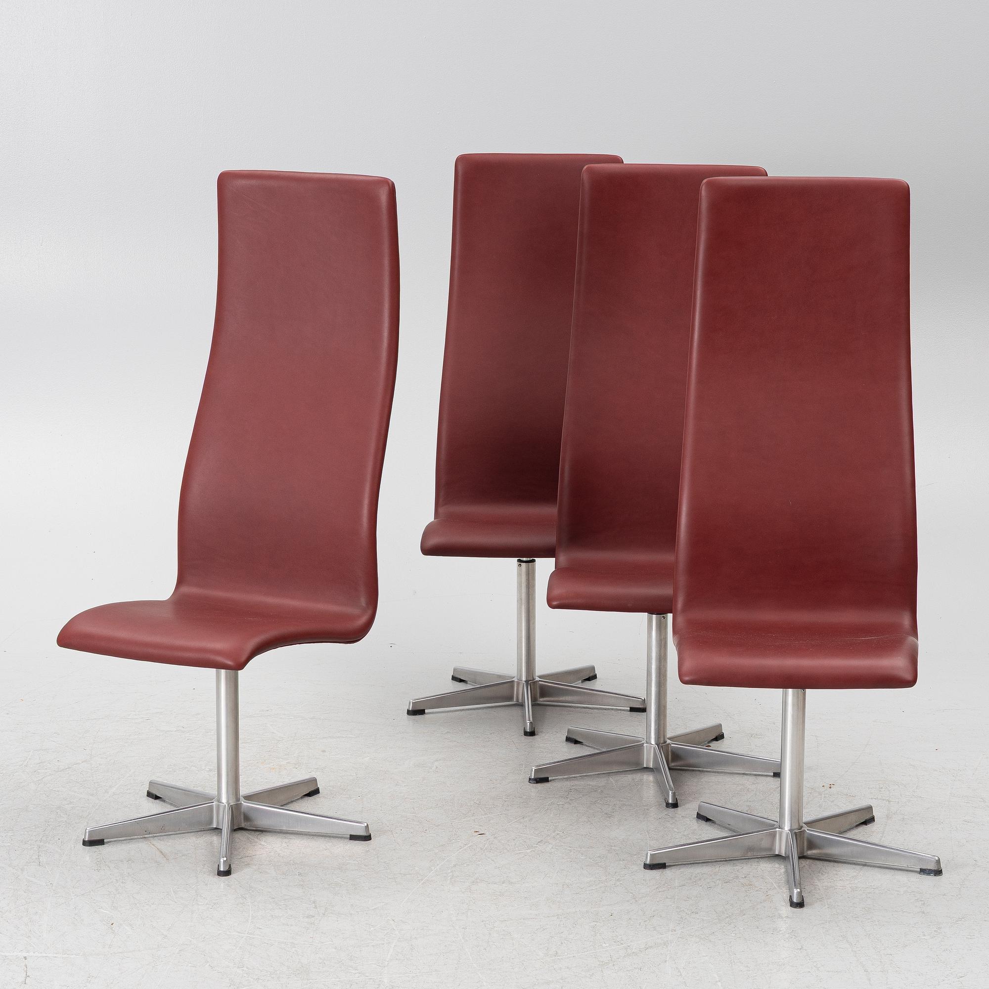 Arne Jacobsen, Stolar, 4 st. "Oxford Chair", Fritz Hansen, Danmark, 1990.