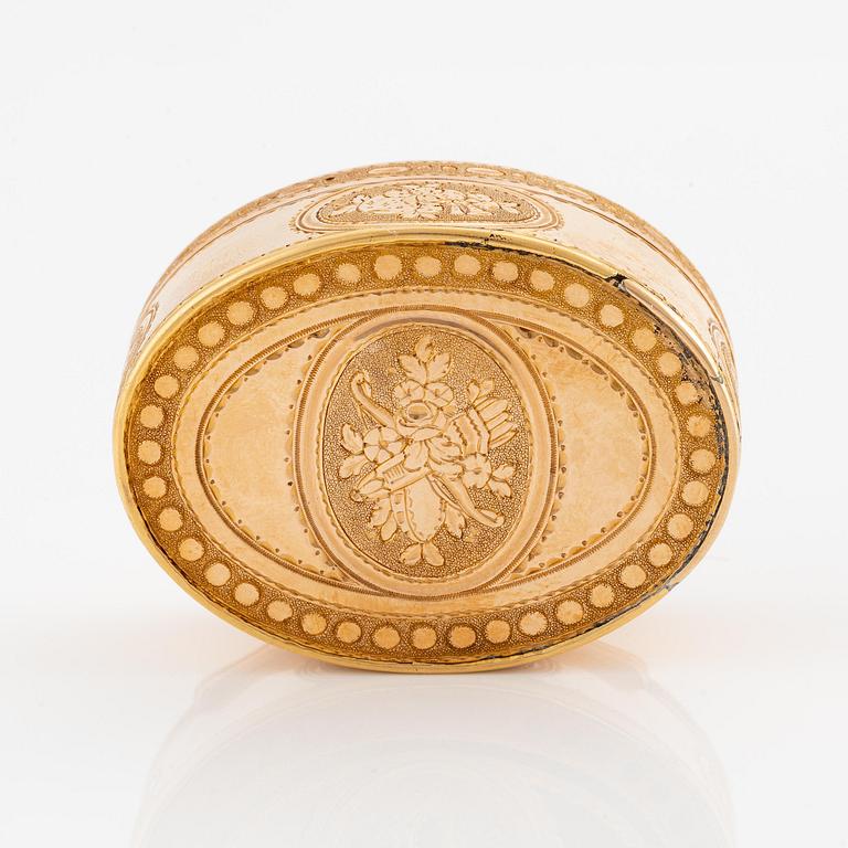 A Swedish 18th century gold snuff-box, mark of Christian Maas, Stockholm 1783.