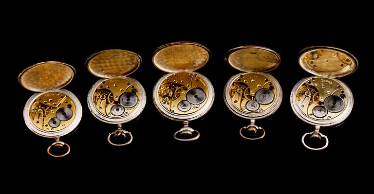 FICKUR, 5 st, silver, omkring år 1900.
