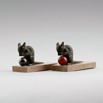 BOKSTÖD, 1 par, art déco, 1900-talets första hälft.