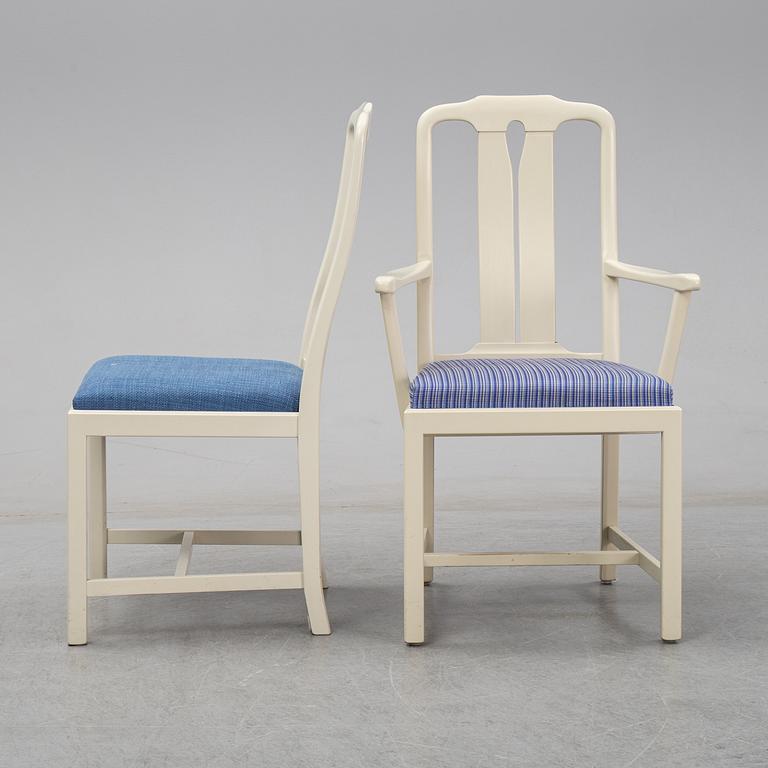 A second half of the 20th Century 11 pcs dining set by Carl Malmsten. Åfors möbelfabrik.
