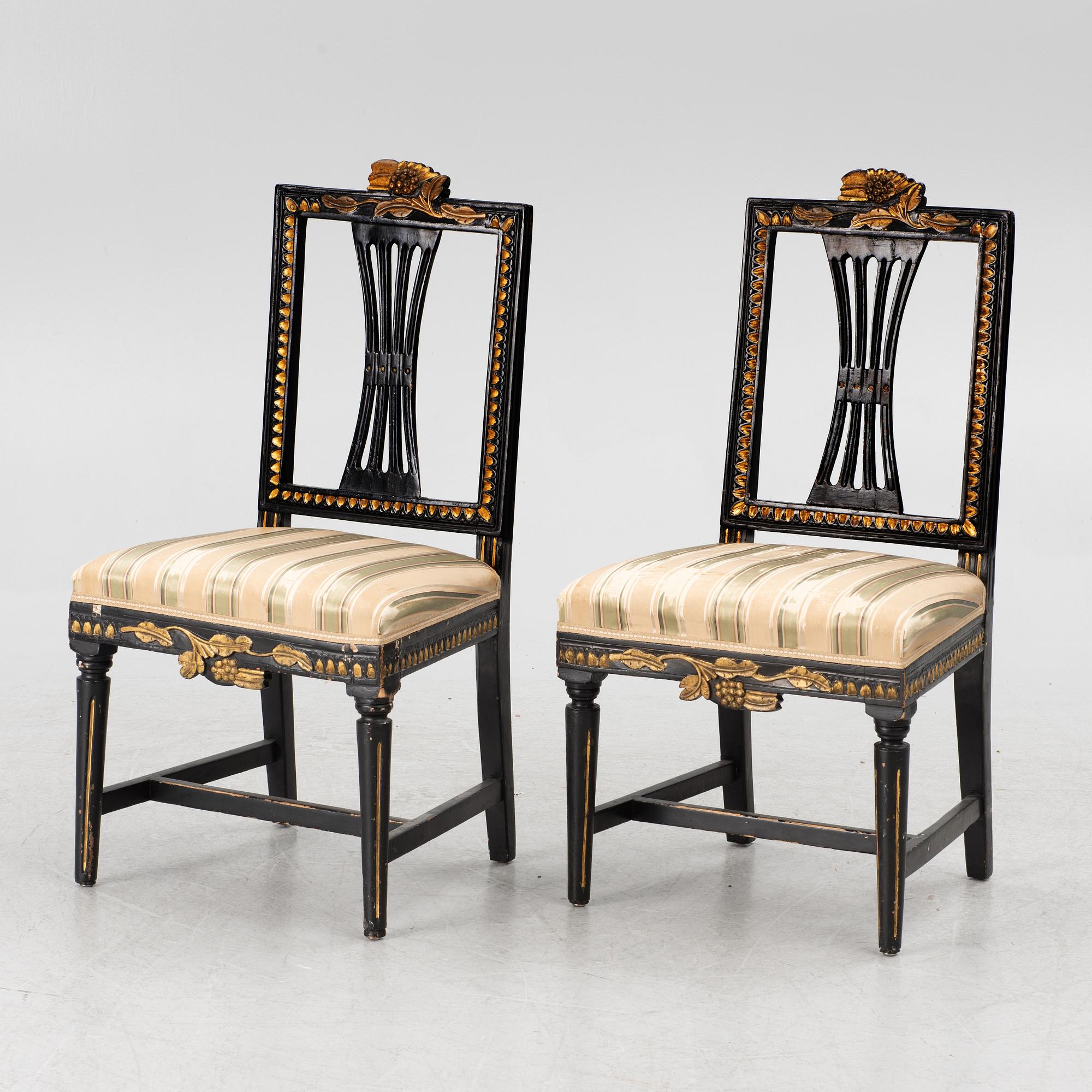 A pair of Gustavian chairs, second half of the 18th century.