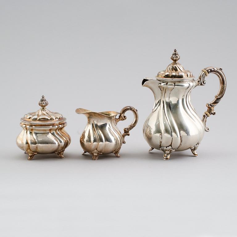 KAFFESERVIS, 3 delar, silver, 1937. Vikt ca 622 gram.