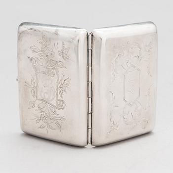 A silver cigarette case, maker's mark of Johan Olof Molnberg, Tornio Finland 1898.