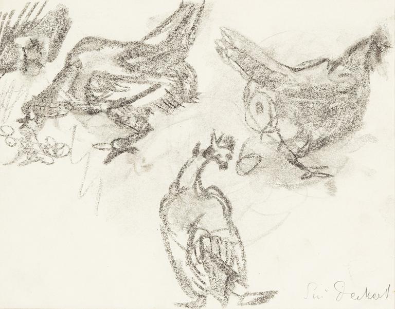 Siri Derkert, charcoal, signed.