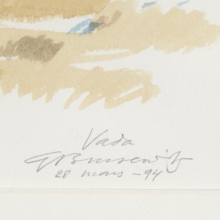 GUNNAR BRUSEWITZ, watercolour, signed and dated 28 mars -94.