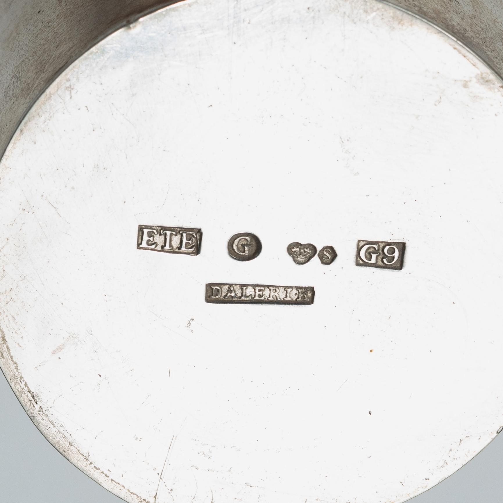Bägare, 3 st, silver, bl a Eric Ericsson Dalerik, Gävle 1957.