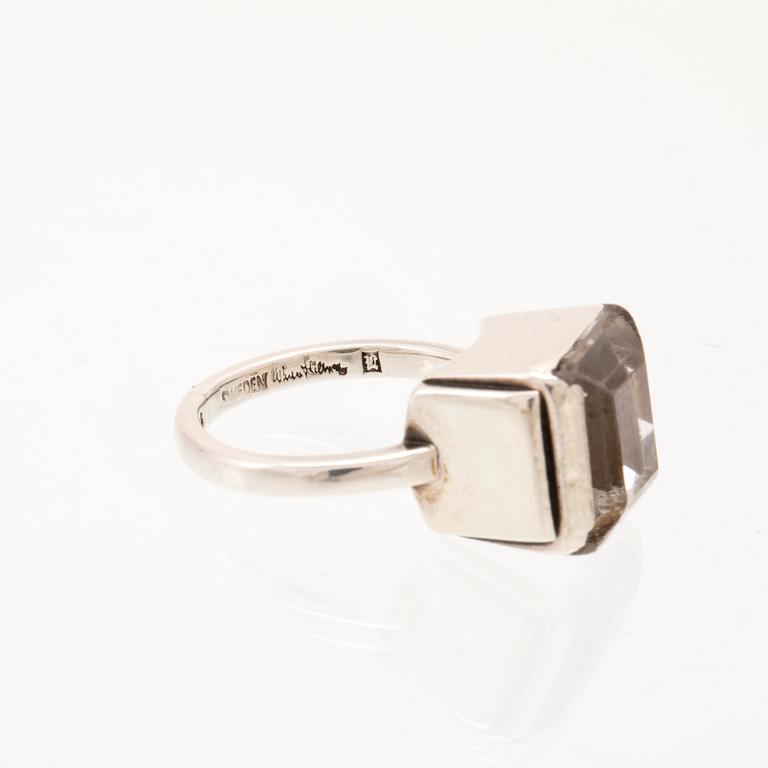 Wiwen Nilsson, ring sterling silver med trappslipad sten, Lund 1949.