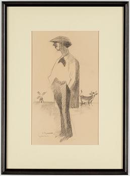 EINAR NERMAN, kolteckning, signerad.