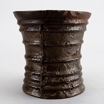 A SWEDISH CAST IRON MORTAR, 18th century.