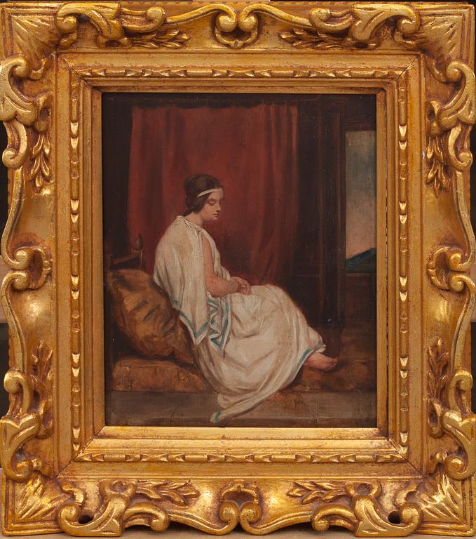 OKÄND KONSTNÄR, olja på pannå, 1800-tal.