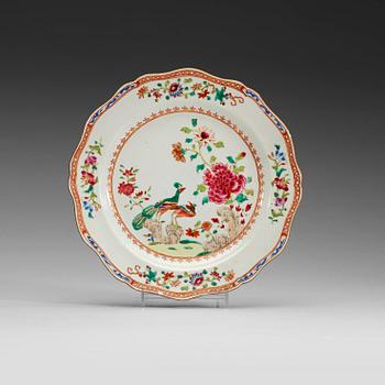 201. A set of ten european subject, "Double Peacock" dishes, Qing dynasty, Qianlong (1736-95).