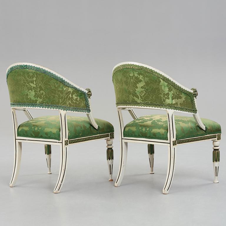 A pair of late Gustavian armchairs by Ephraim Ståhl (master in Stockholm 1794-1820).