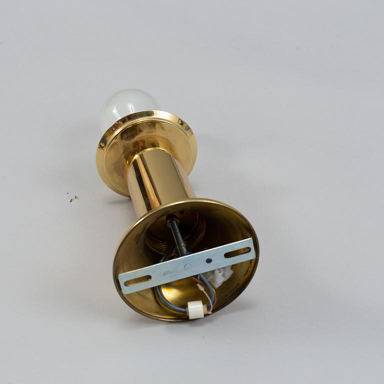 Five 1970's brass and glass ceiling/table lamps, Ott international.