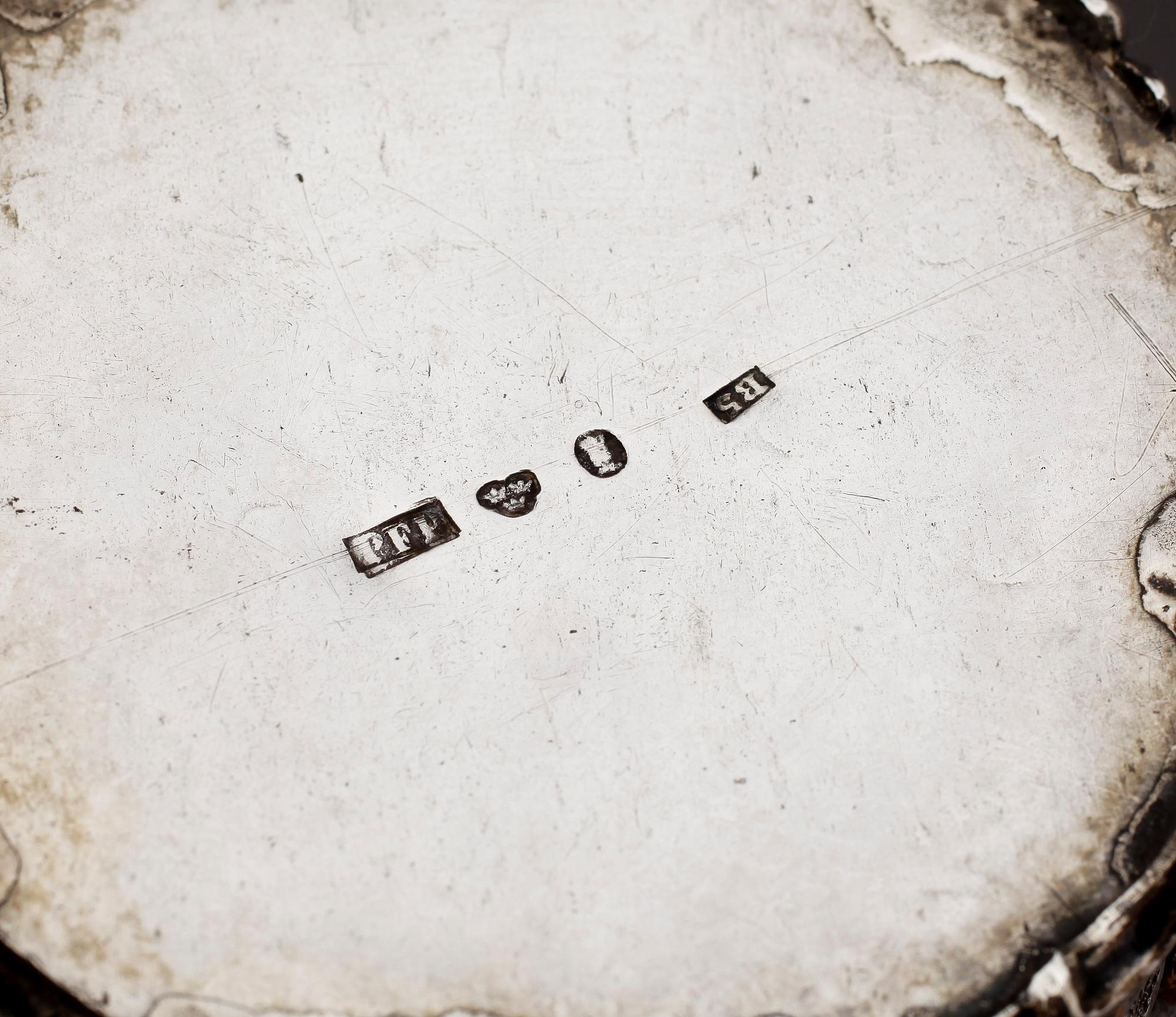 GRÄDDKANNA, silver, nyrokoko, Pehr Fredrik Palmgren, Stockholm 1856. Vikt ca 235 gram.