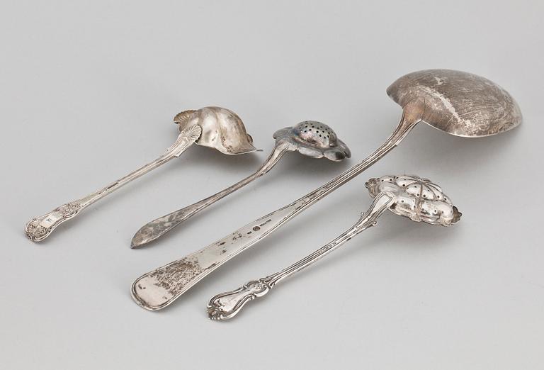 PARTI SILVER/NYSILVER, 4 delar, 1800/1900-tal.