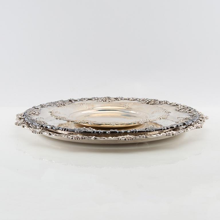 Trays 3 pcs of nickel silver, first half of the 20th century.