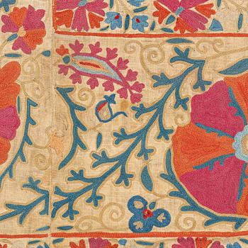 A 19th century Suzani embroidery, probably Nurata region, Uzbekistan, ca 169 x 113 cm.