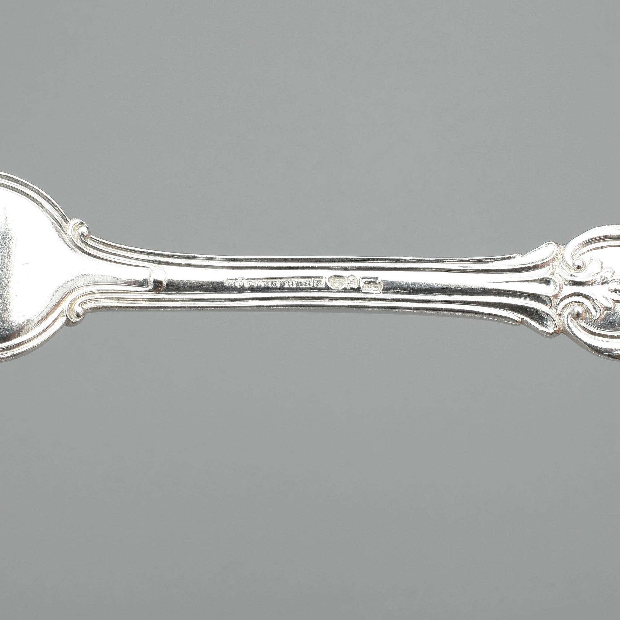 BESTICK, 12 delar, silver, bla. Gustaf Möllenborg, Stockholm 1856. Total vikt ca 1040 gram.