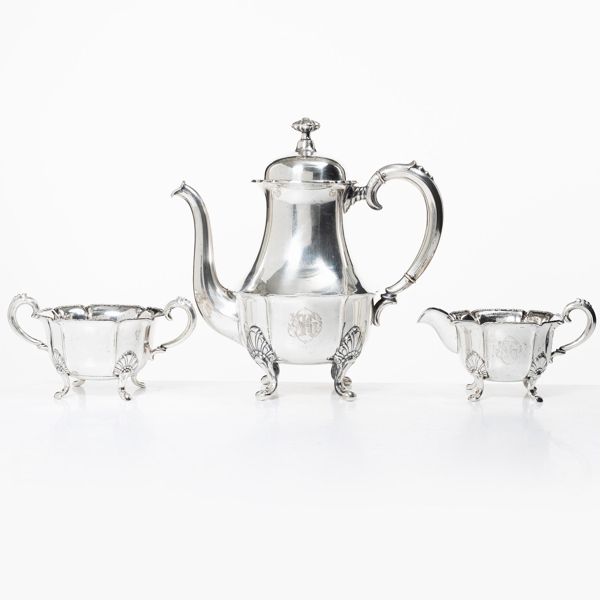 Coffee service, 3 pieces, silver, Dahlström and Co, Örebro 1935.