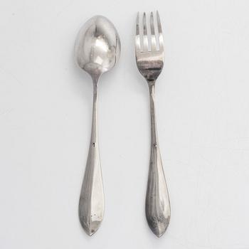 A pair of Polish silver serving cutlery, Warsaw, 1931-63.