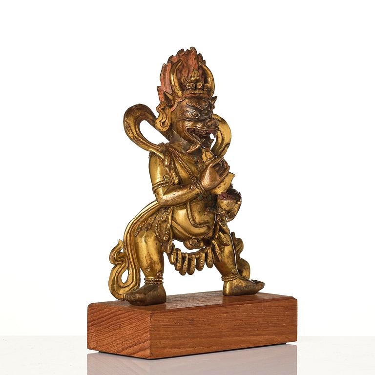A gilt bronze figure of Vajrabhairava, Tibeto-chinese, 19th century or older.