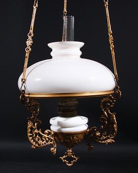 TAKFOTOGENLAMPA, glas och metall, nyrenässans, sent 1800-tal. H min 105.