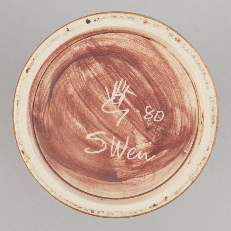 Sven Wejsfelt, a set of three stoneware vases for Gustavsbergs studio, 1980, 1987 and 1989.